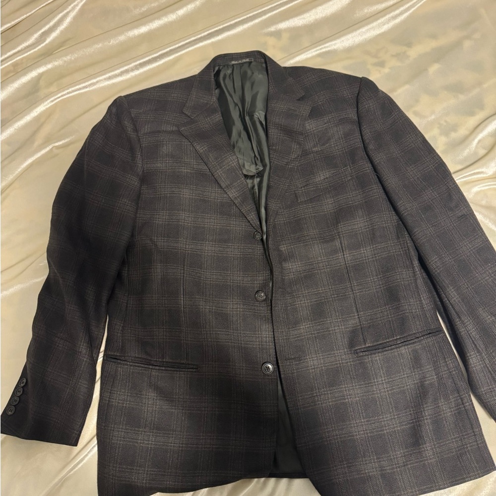 Saks Fifth Avenue Charcoal Checkered Blazer